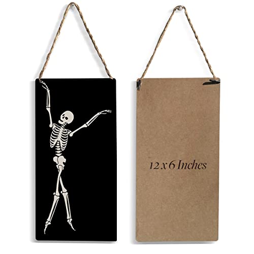 3Pcs Funny Skeleton Wood Sign Home Farmhouse Wall Hanging Decor Skeleton Halloween Decor Spooky Wooden Wall Art Décor Decorative Plaque For Adults Kids Room Bedroom Bathroom Living Room Coffee Bar #TOP1