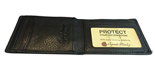 RFID Magnetic Bifold Money Clip Mens Leather Wallet (Black)