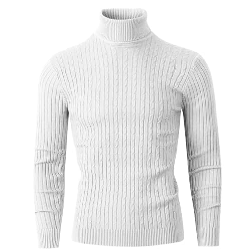 Men’S Casual Slim Fit Turtleneck Pullover Sweater Warm Twist Pattern Long Sleeve Jumper Top3