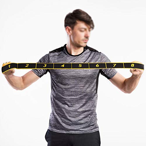 Fitness Elastic Band, 8 Sections Yoga Pilates Training Strap for Body Stretching Warming Up (Yellow) - Image 3