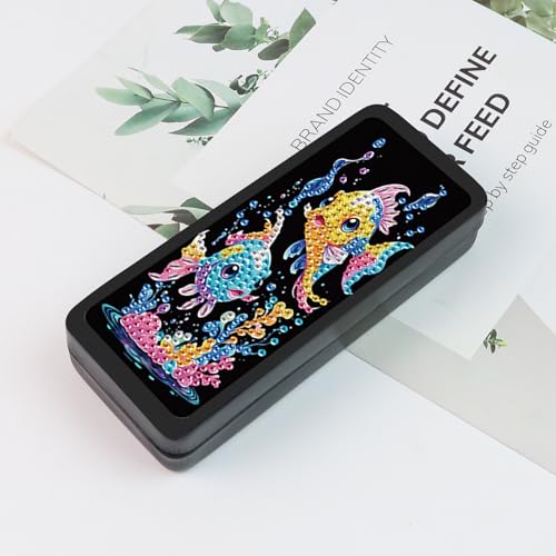 Image of 5D Diamond Painting Eyeglass Case for Adults, DIY Rhinestone Crystal Diamond Art Eyeglass Holder, Handmade Goldfish Sunglass Storage Box, Art Craft Gift for Adults, Travel Eyewear Case