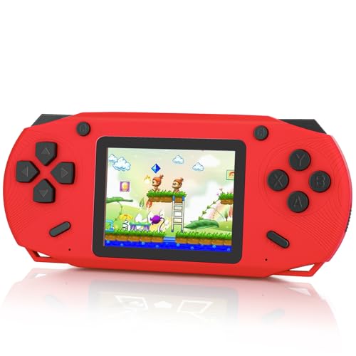 16 Bit Handheld Game for Kids, 3.0'' Large Screen Retro Gaming Player, Preloaded 200 HD Retro Kids Games with 2 Cartridges for Birthday Gift, Video Games for Boys & Girls Aged 4-12(Red)