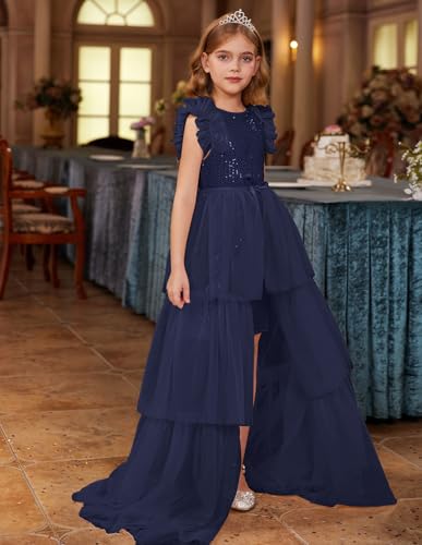 Image of GRACE KARIN Girls Dresses Sequin Party Formal Pageant Dress Tween Girl Birthday Tulle Prom Princess Maxi Dress Size 5-14