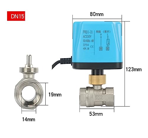 Válvula de bola eléctrica DN15 en acero inoxidable de alta resistencia 12V 3
