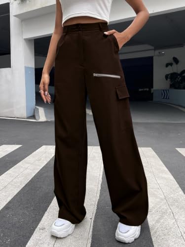 Image of GRECIILOOKS Cargo Pants for Woman,Trousers for Womans |High Waist Trouser for Women Flared Parachute Pants with Side Pockets |Womens Cargo Pant,Elegant for College & Events (Available in Plus Size)