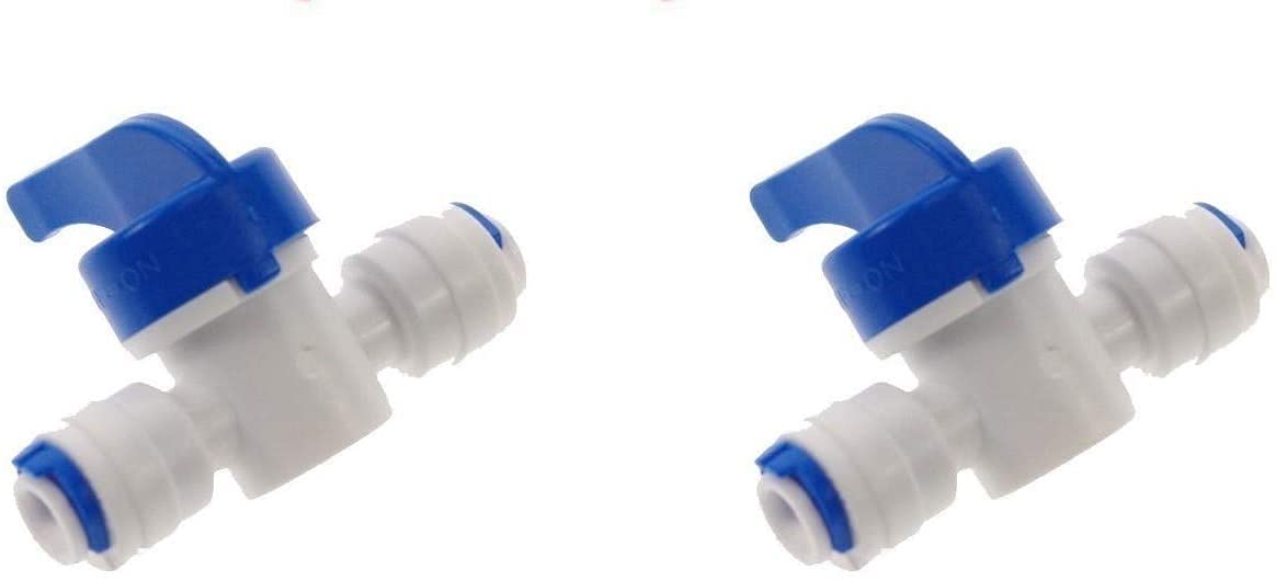 Quick Fitting Connection Aquarium RO Water Filter Reverse Osmosis System 1/4" Inline Tube Tap Shut Off Ball Valve - 2 Pieces
