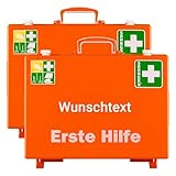 BIGPACK 2 x SÖHNGEN Erste-Hilfe-Koffer MT, mit Wandhalterung, orange, DIN 13169 mit Wunschtextoption, Art.-Nr. 301155 | Verbandskasten | Notfallkoffer | Erste Hilfe Kasten