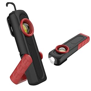 Lampe d’inspection Lampe led Rechargeable,500 Lumens Lampe COB Lampe de Poche Ultra Puissante de Travail LED + COB avec Base Magnétique et Crochet pour Auto Inspection Garage Camping et Urgence