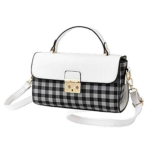 Sac à bandoulière en patchwork de couleur contrastée et motif plaid chic pour dames