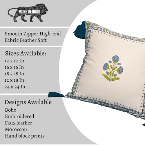Image of Digital Print Cotton Canvas Throw Pillow Cover for Sofa | 18 X 18 Inch Decorative Pillow Cases for Home Decore | Boho Pillow Case for Living Room and Bed Room (Set of 1, 18 * 18)