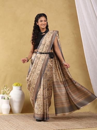 Image of Garden Vareli Pashmina Saree With Unstitched Blouse Piece