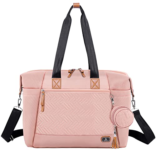 Dikaslon Wickeltasche Große Windeltaschen für Mama und Papa - stilvolle Reisetasche mit Schnullerhalter und Wickelauflage (Rosa) Cover