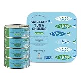 by Amazon Morceaux de thon listao dans de l'huile d'olive, 145g, lot de 4 (Net égoutté: 40...