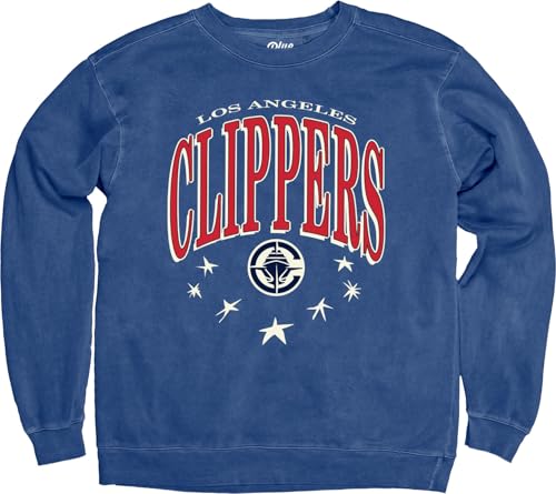 Blue 84 Los Angeles Clippers NBA Officially Licensed Crewneck Sweatshirt Ringspun Team Color Stars, X-Large