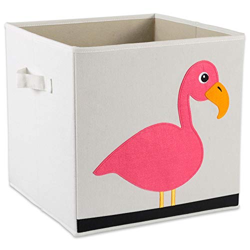 E-Living Store Collapsible Storage Bin Cube for Bedroom, Nursery, Playroom and More 13x13x13 - Flamingo