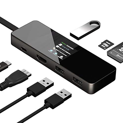 Docking Station, 2021 Newest USB C Docking Station, Visual Interface USB C Hub Adapter 7-in-1,4K@60Hz HDMI, PD3.0, SD/TF Card Reader, 3USB-A,Compatible for MacBook Air Pro iPad and More