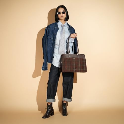 Image of Theater Dr. Grief Brown Croco Handbag for Women | Structured Top Handle Tote with Spacious Interior | Elegant Office Work & All Day Essential Laptop Bag