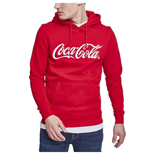 MERCHCODE Sudadera con Capucha para Hombre de Coca Cola Classic, Hombre, Sudadera con Capucha, MC136, Rojo, XX-Large