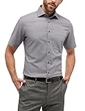 Runder Saum eterna Herren strukturiertes Kurzarmhemd MODERN FIT 1/2 Graphit 42_H_1/2
