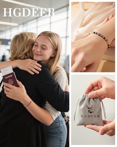 Evil Eye Dainty Bracelet - Natural Crystal Protection Bracelet - 5 Healing Stones Clear Quartz Amethyst Black Tourmaline Tiger Eye Adjustable Spiritual Guardian Jewelry Gift with Meaning Card3