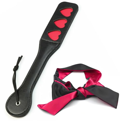 Spanking Paddle BDSM: 12.8 Inch Sex Paddle Leather and 59-Inch Sex Blindfold Mask SM Fetish Accessories for Role Play (2)