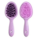 Detangling Hair Brush Oneleaf Hairdressing Comb, Long-Handle Hair Brush, Soft Flexible Anti-static, No Pulling or Split Ends, Softens and Improves Hair Texture, Stimulates Massage Scalp-Purple