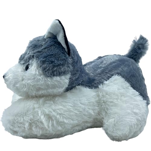 Image of Tickles Musical Husky Dog with Barking Sound Bow-Wow Soft Stuffed Plush Animal Toy for Kids Boys & Girls Birthday Gift (Color: White & Grey, Size: 28 cm)