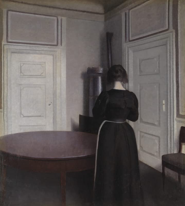 Tableau intérieur Vilhelm Hammershoi pour décoration chambre 60x90cm style vintage