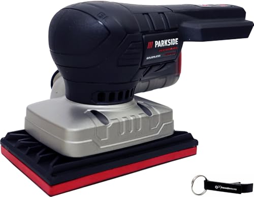 HEADNMORE® Bundle Parkside Performance PAMSP 20 - Lijadora orbital con batería (sin batería, 20 V, incluye llavero)