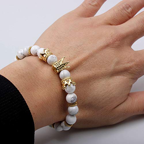 GVUSMIL Imperial Crown Bead Bracelet King&Queen Luxury Charm Couple Jewelry Xmas Gift for Women Men3