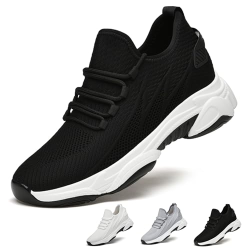 Elevate Shoes - Zapatillas de deporte para hombre, 10 cm, altura invisible, malla transpirable, para entrenamiento de caminar, Negro 10 cm, 38 EU