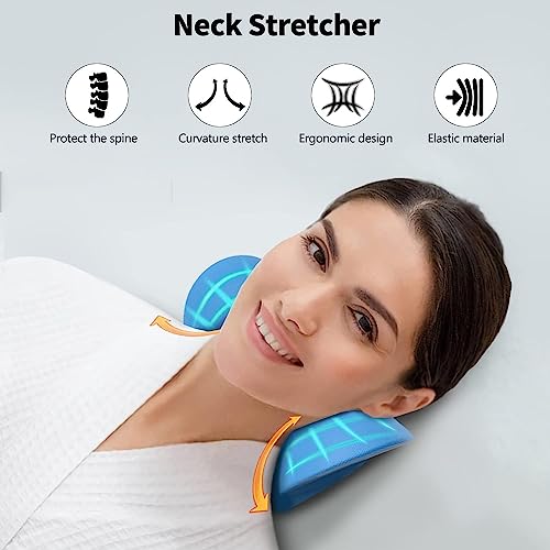 Image of DOLTAS Neck and Shoulder Relaxer for Tmj Pain Relief and Cervical Traction Device for Spine Alignment | Neck Stretcher Chiropractic Pillow for Neck Pain Relief (Blue)