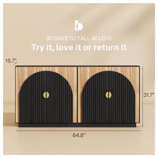 BELLEZE 65 Inch Fluted Buffet Cabinet