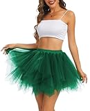 Wikoan Enaguas Suaves para Mujer Faldas Cortas Enaguas de Baile con Varias Capas y Volantes Petticoat de Ballet,Verde Oscuro,S/M