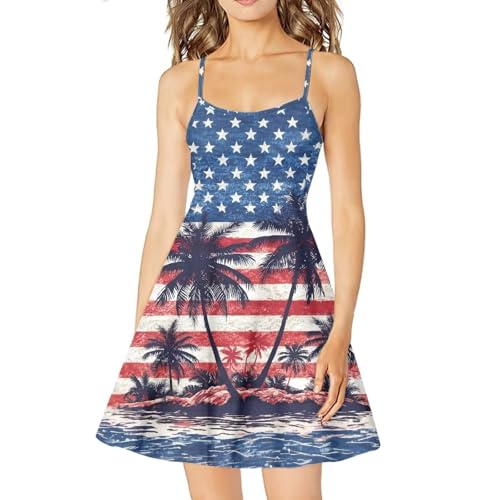 Image of Cozeyat Women Girls Summer Sleeveless Dress Casual Swing Beach Cover Up Knee Length Dresses,Large Size XS-4XL