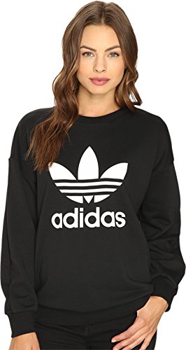 adidas Originals womens Trefoil Sweatshirt, Black/White, Small US