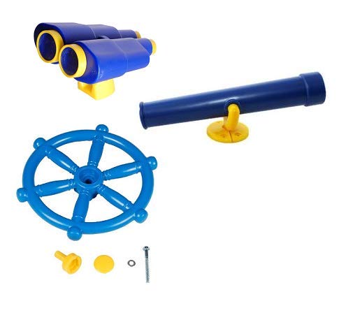 Fernglas+Teleskop Fernrohr+Steuerrad Spielturm Set Spielplatz Zubehör (blau)