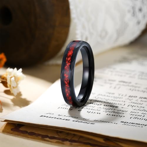 4mm Tungsten Wedding Bands for Women Gold Plated Opal Birthstone Promise Ring for Her Domed Polished2