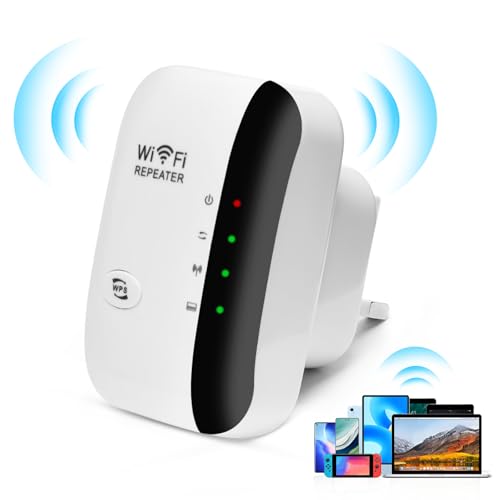 LURICO Amplificador WiFi/Repetidor WiFi 300 Mbit/s 2.4 GHz - Compatible con 802.11 n/b/g - Instalación Sencilla - Cobertura Total de 150 m² - Cifrado WPA2