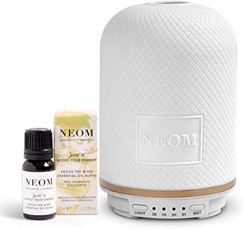 Neom – Wellbeing Pod Essential Oil Diffuser & Focus The Mind (0.33Fl Oz) Ultrasonic Aroma With Ceramic Cover, Led Light & Timer… #TOP23
