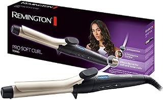 Remington lokówka z jonizacją (25mm) z klipsem, powłoka ceramiczna z turmalinem, 4x ochrona włosów, regulacja temp do 220°C, szybkie nagrzewanie, moc 45W, czarno-beżowa, Pro Soft Curl 6325