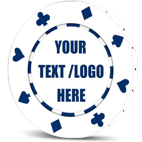 11 Grams Custom Poker Chips|Personalized Poker Chips|Custom with Logo,Text|Double-Sided Full-Color Printing|Bar Drink Tokens,Golf Ball Markers,Wedding Favors,Poker Games,Casino Nights (A,White)