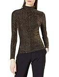 bcbg max azria dress Pullover BCBGMAXAZRIA Women\'s Brinne Metallic Knit Turtleneck Top, Black/Gold, S
