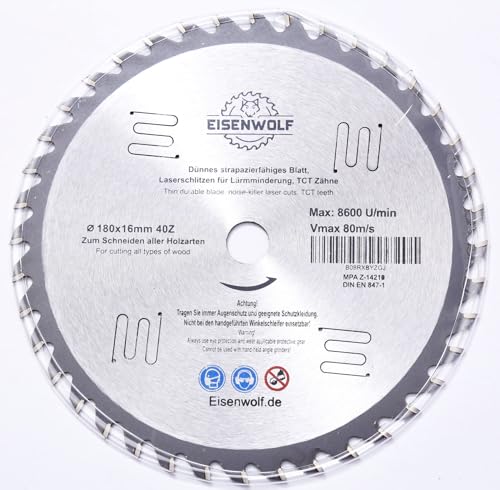 180 x 16 mm 40 denti lama per sega circolare di alta qualità per legno