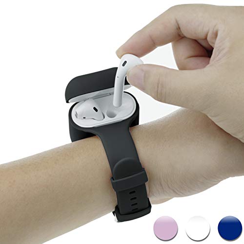 Wrist Band Accessories For Airpods Case Sport Strap Cover Full Protective Silicone Skin Compatible With Apple Airpods 1St And 2Nd Wireless Charging Case (Black+Blue) #TOP4