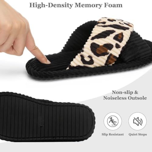 Image of GOEWY Slippers for Women with Memory Foam Open toe House Bedroom Shoes