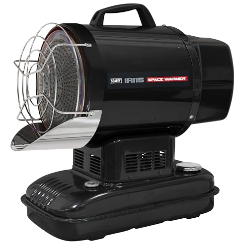 Sealey Infrared Space Heater Kerosene/Diesel Heater 51,000Btu/hr Space Warmer - IR115, Black
