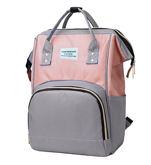 House of Quirk 18 Litres Baby Diaper Bag Maternity Backpack - Peach/Grey-image-31