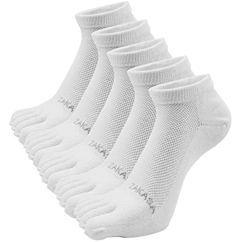 Discover the Best Toe Socks for Men: Comfort & Performance 11 CaiDieNu Toe Socks for Men: Five Finger Cotton Athletic Crew Socks No Show Breathable Running Ankle 5 Pairs Size 10-13, White