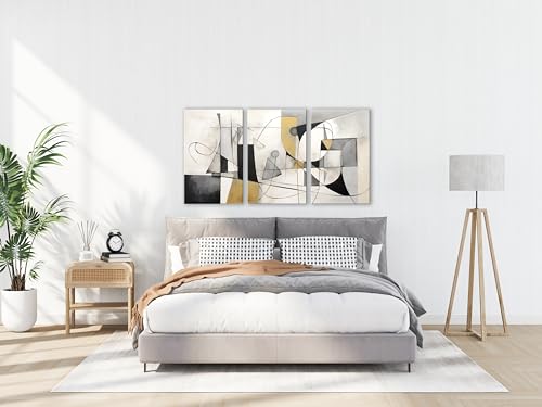 INTELIENZOS Tres cuadros modernos para decoracion de salon 120x61cm, Pack 3 Lienzos de Picasso, estilo abstracto, Abs 6 - imagen 5